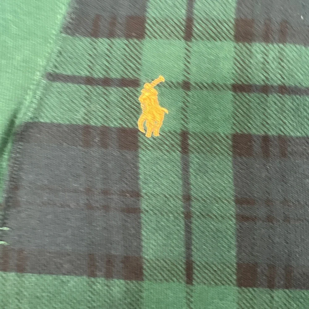 Ralph Lauren Kids Green Black Watch Plaid Mock Neck‎ Fleece Sweatshirt Boys M